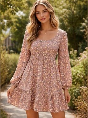 156. Derek Heart Mauve Floral Dress